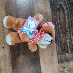 Vintage K.B. Bros. Brown Plush Bear with Red Bow